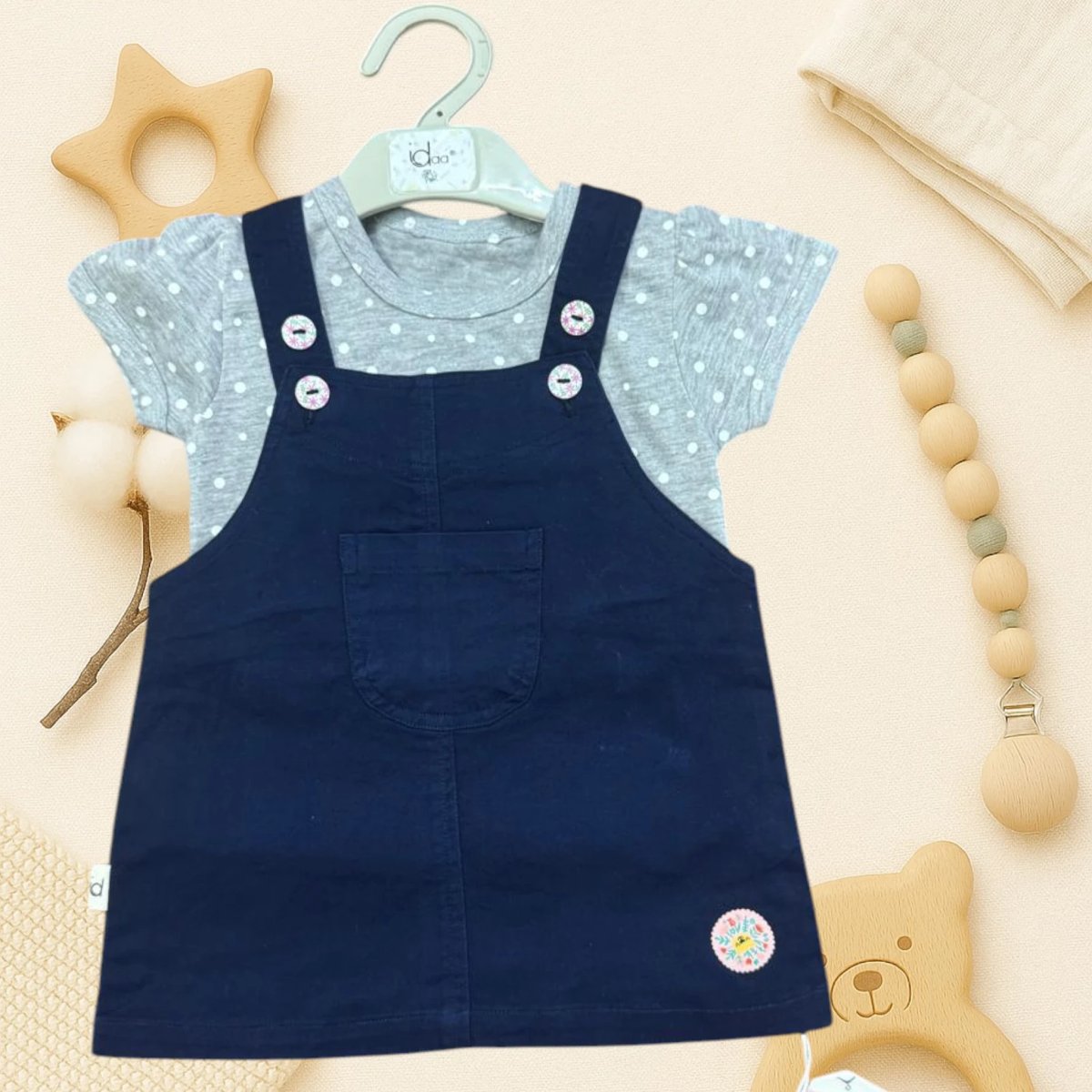 Girls Playful Denim Dungaree 009 — view 4